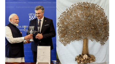 From Brass Bodhi Tree to Warli art: What PM Modi gifted to world leaders during his 3-nation tour; see pics | India News From Brass Bodhi Tree to Warli art: What PM Modi gifted to world leaders during his 3-nation tour; see pics | India News