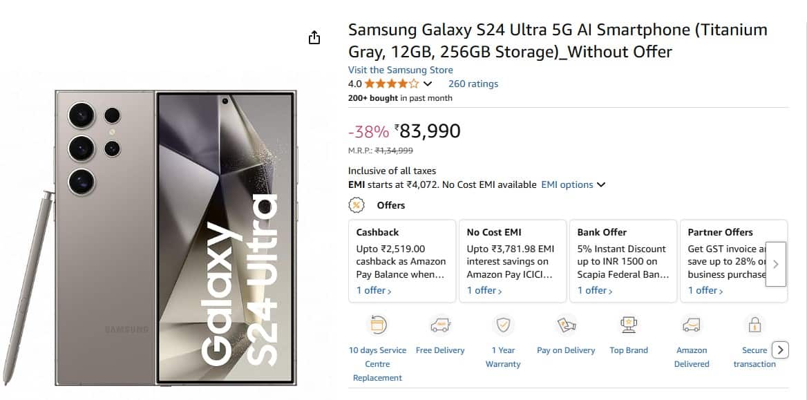 Samsung Galaxy S24 Ultra Gets Massive Discount On THIS Platform; Check Camera, Battery, And Other Specs | Technology News Samsung Galaxy S24 Ultra Gets Massive Discount On THIS Platform; Check Camera, Battery, And Other Specs | Technology News