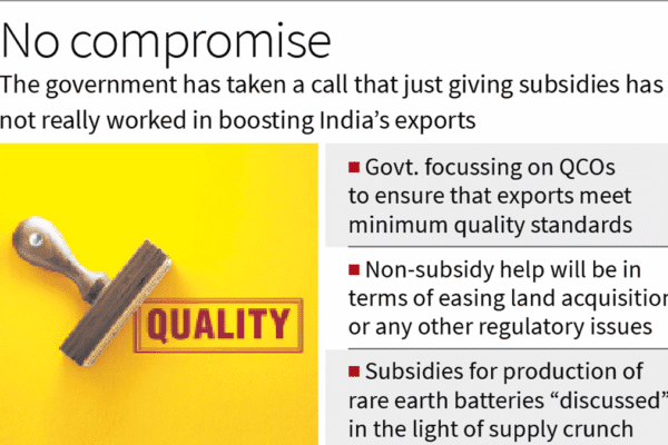 Centre to wield quality control ‘stick’ to drive exports