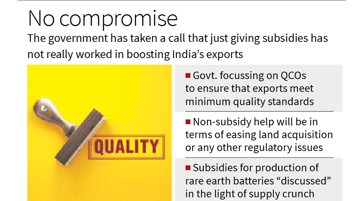 Centre to wield quality control ‘stick’ to drive exports Centre to wield quality control ‘stick’ to drive exports
