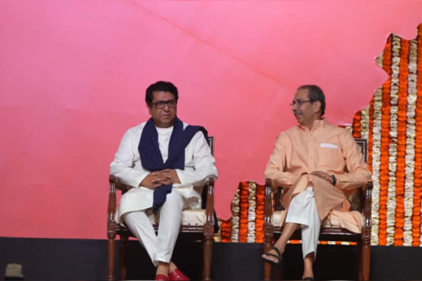 Thackeray Cousins Share Stage In Worli, Reunite After 2 Decades For Marathi Cause | India News Thackeray Cousins Share Stage In Worli, Reunite After 2 Decades For Marathi Cause | India News